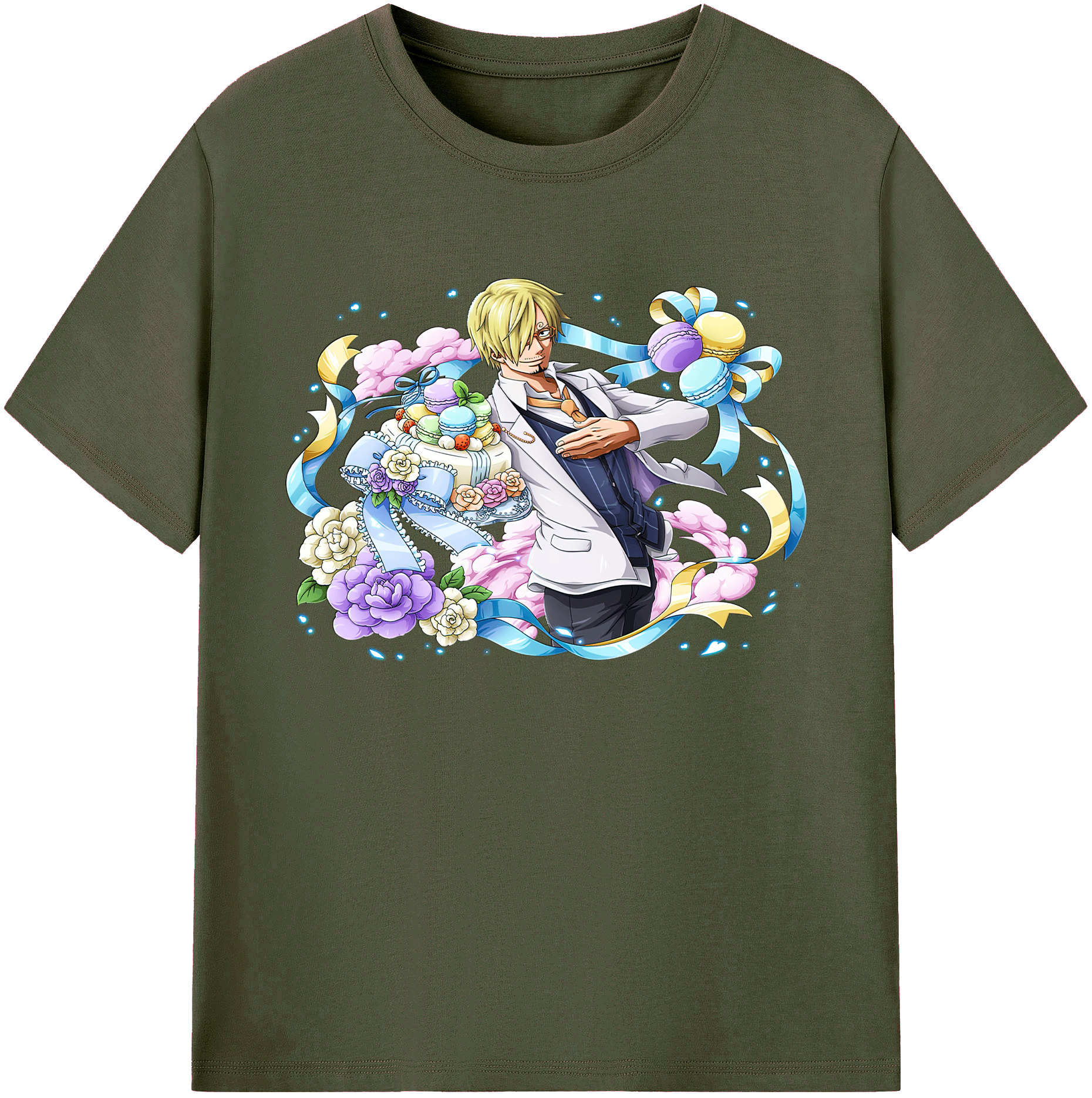 （画像用） ワンピース サンジ ONE PIECE Sanji 綿100％ メンズ半袖Tシャツ｜肌触りやわらか＆通気性